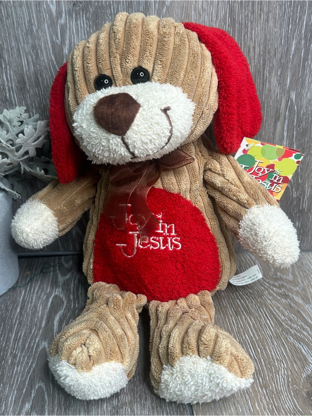 NWT Goffa Joy in Jesus Corduroy Plush Dog Stuffed Animal Religious Christian